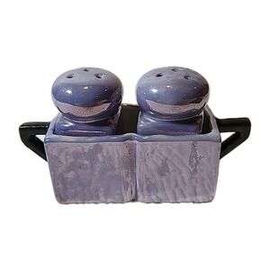 Japanese Lusterware Salt & Pepper Shaker Set Purple With Black Handles